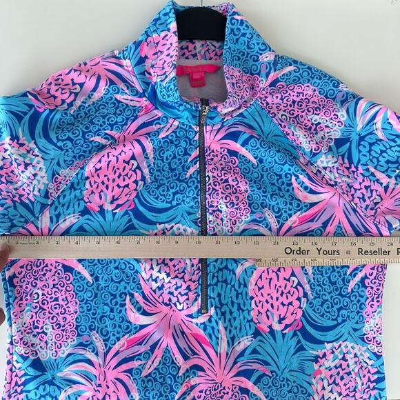 Lilly Pulitzer Skipper Popover Dress Large Blue Pink Pineapple Tropical Resort - Picture 10 of 12